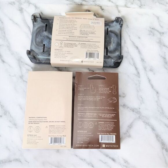 New Kitsch Self-Draining Soap Dish and Beauty Bar Bag Set - Picture 2 of 5